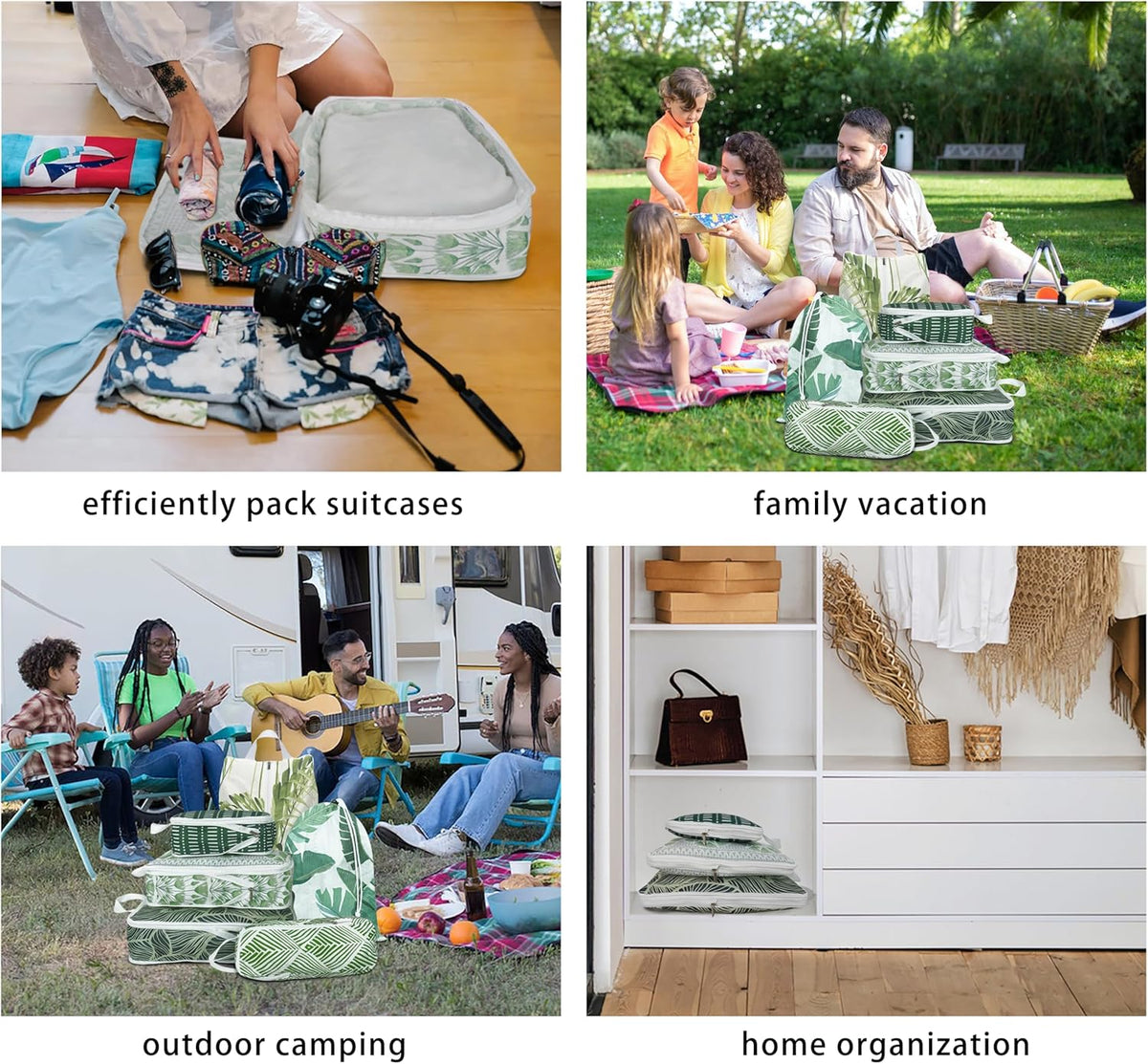 8 Pcs Compression Packing Cubes for Travel, Lightweight Waterproof Luggage Organizer Bags Set, Washable Packaging Cubes for Women Backpack Carry-On Suitcases