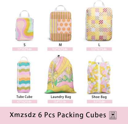 8 Pcs Compression Packing Cubes for Travel, Lightweight Waterproof Luggage Organizer Bags Set, Washable Packaging Cubes for Women Backpack Carry-On Suitcases