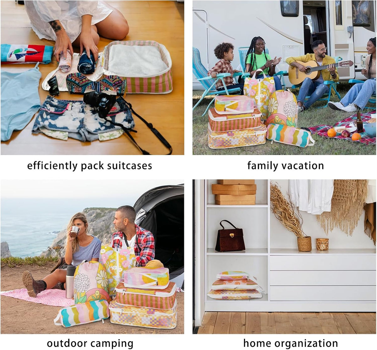 8 Pcs Compression Packing Cubes for Travel, Lightweight Waterproof Luggage Organizer Bags Set, Washable Packaging Cubes for Women Backpack Carry-On Suitcases