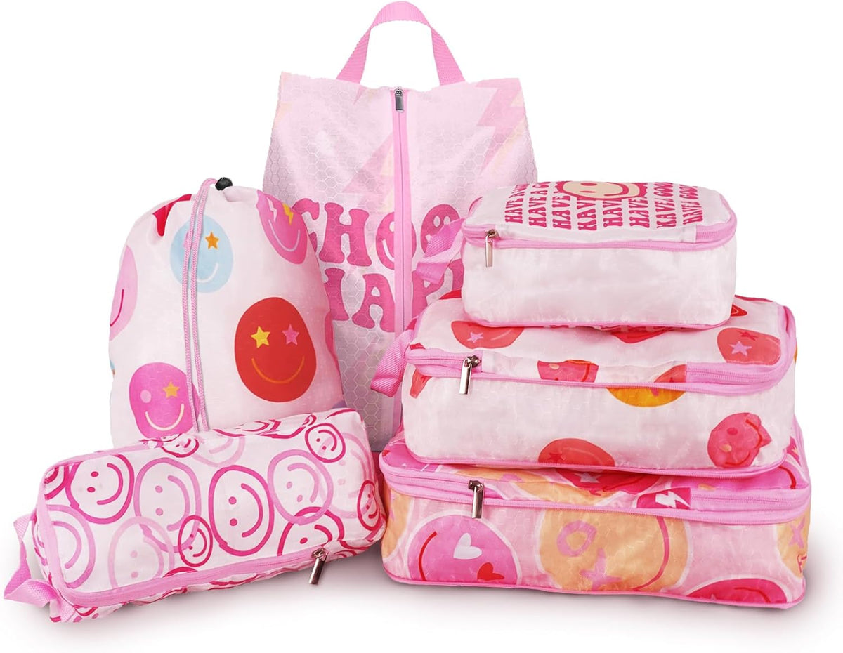 8 Pcs Compression Packing Cubes for Travel, Lightweight Waterproof Luggage Organizer Bags Set, Washable Packaging Cubes for Women Backpack Carry-On Suitcases
