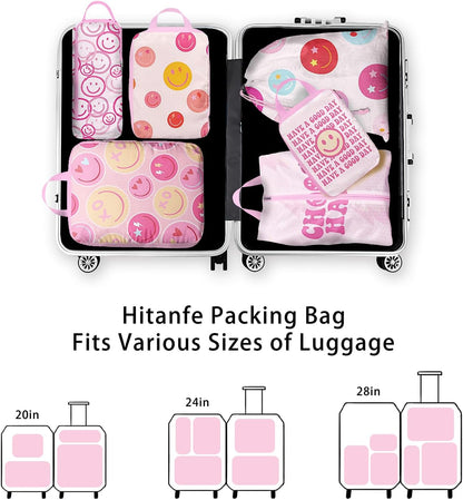 8 Pcs Compression Packing Cubes for Travel, Lightweight Waterproof Luggage Organizer Bags Set, Washable Packaging Cubes for Women Backpack Carry-On Suitcases