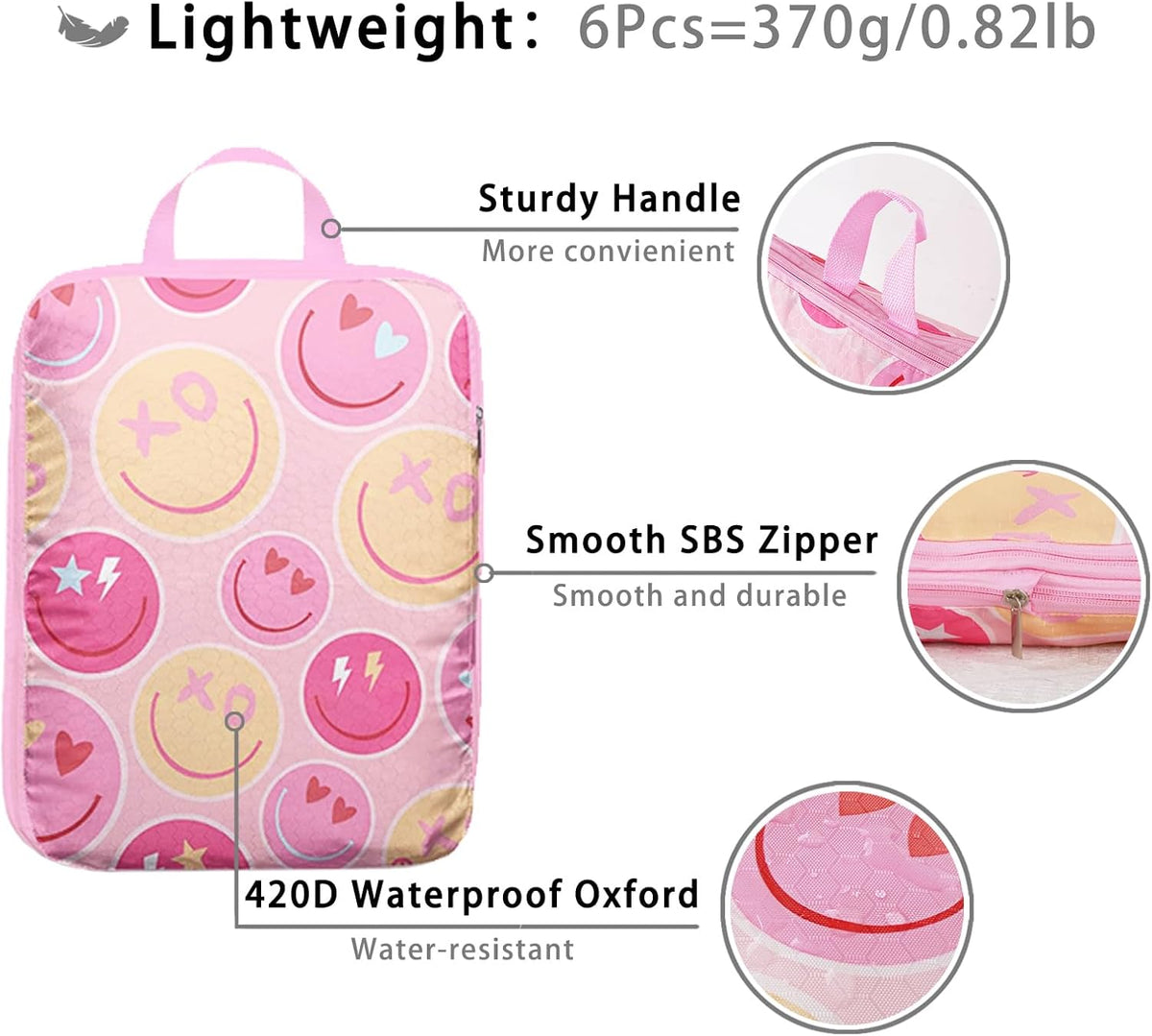 8 Pcs Compression Packing Cubes for Travel, Lightweight Waterproof Luggage Organizer Bags Set, Washable Packaging Cubes for Women Backpack Carry-On Suitcases