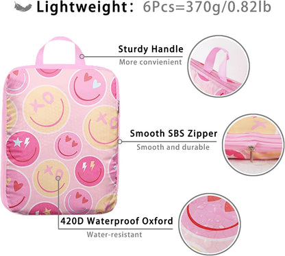 8 Pcs Compression Packing Cubes for Travel, Lightweight Waterproof Luggage Organizer Bags Set, Washable Packaging Cubes for Women Backpack Carry-On Suitcases