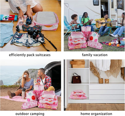 8 Pcs Compression Packing Cubes for Travel, Lightweight Waterproof Luggage Organizer Bags Set, Washable Packaging Cubes for Women Backpack Carry-On Suitcases