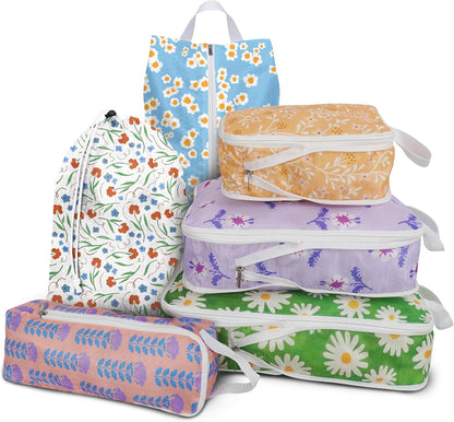 8 Pcs Compression Packing Cubes for Travel, Lightweight Waterproof Luggage Organizer Bags Set, Washable Packaging Cubes for Women Backpack Carry-On Suitcases