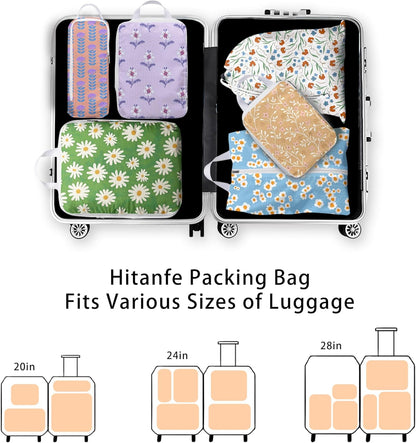 8 Pcs Compression Packing Cubes for Travel, Lightweight Waterproof Luggage Organizer Bags Set, Washable Packaging Cubes for Women Backpack Carry-On Suitcases