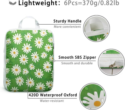 8 Pcs Compression Packing Cubes for Travel, Lightweight Waterproof Luggage Organizer Bags Set, Washable Packaging Cubes for Women Backpack Carry-On Suitcases