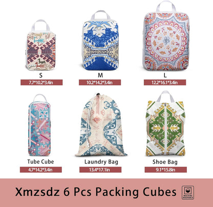 8 Pcs Compression Packing Cubes for Travel, Lightweight Waterproof Luggage Organizer Bags Set, Washable Packaging Cubes for Women Backpack Carry-On Suitcases