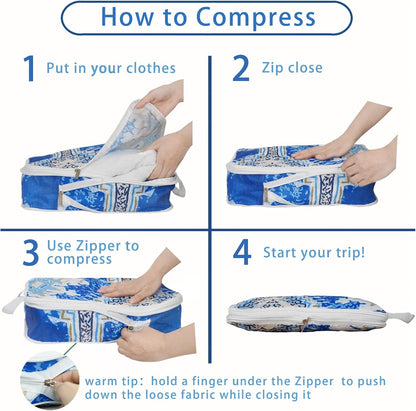 8 Pcs Compression Packing Cubes for Travel, Lightweight Waterproof Luggage Organizer Bags Set, Washable Packaging Cubes for Women Backpack Carry-On Suitcases