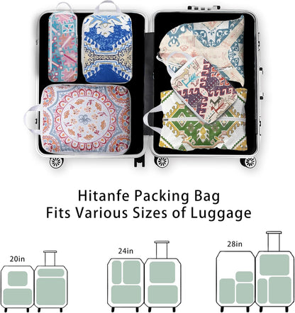 8 Pcs Compression Packing Cubes for Travel, Lightweight Waterproof Luggage Organizer Bags Set, Washable Packaging Cubes for Women Backpack Carry-On Suitcases