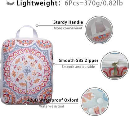 8 Pcs Compression Packing Cubes for Travel, Lightweight Waterproof Luggage Organizer Bags Set, Washable Packaging Cubes for Women Backpack Carry-On Suitcases