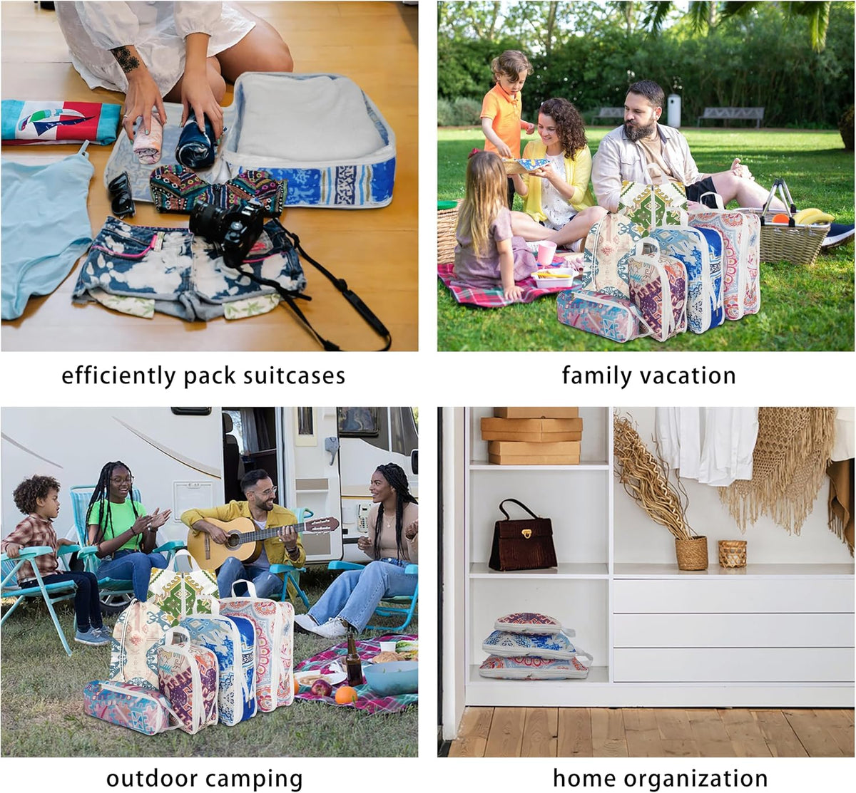 8 Pcs Compression Packing Cubes for Travel, Lightweight Waterproof Luggage Organizer Bags Set, Washable Packaging Cubes for Women Backpack Carry-On Suitcases