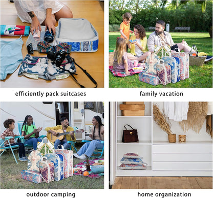 8 Pcs Compression Packing Cubes for Travel, Lightweight Waterproof Luggage Organizer Bags Set, Washable Packaging Cubes for Women Backpack Carry-On Suitcases