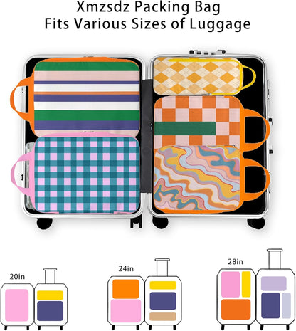 8 Pcs Compression Packing Cubes for Travel, Lightweight Waterproof Luggage Organizer Bags Set, Washable Packaging Cubes for Women Backpack Carry-On Suitcases
