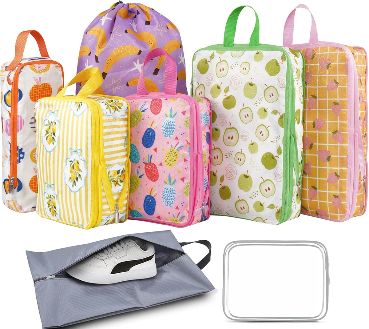 8 Pcs Compression Packing Cubes for Travel, Lightweight Waterproof Luggage Organizer Bags Set, Washable Packaging Cubes for Women Backpack Carry-On Suitcases