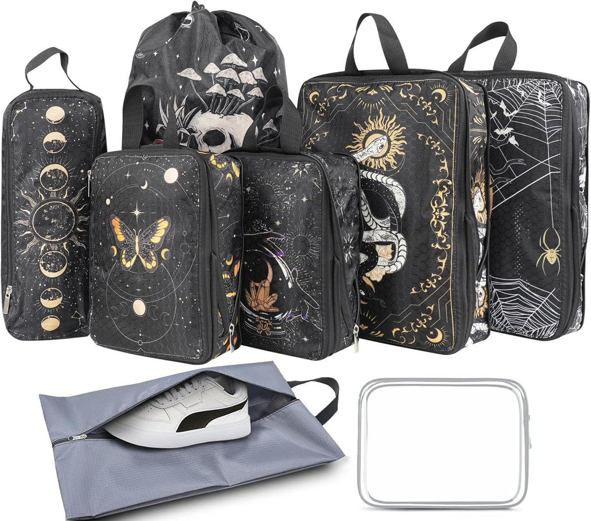 8 Pcs Compression Packing Cubes for Travel, Lightweight Waterproof Luggage Organizer Bags Set, Washable Packaging Cubes for Women Backpack Carry-On Suitcases