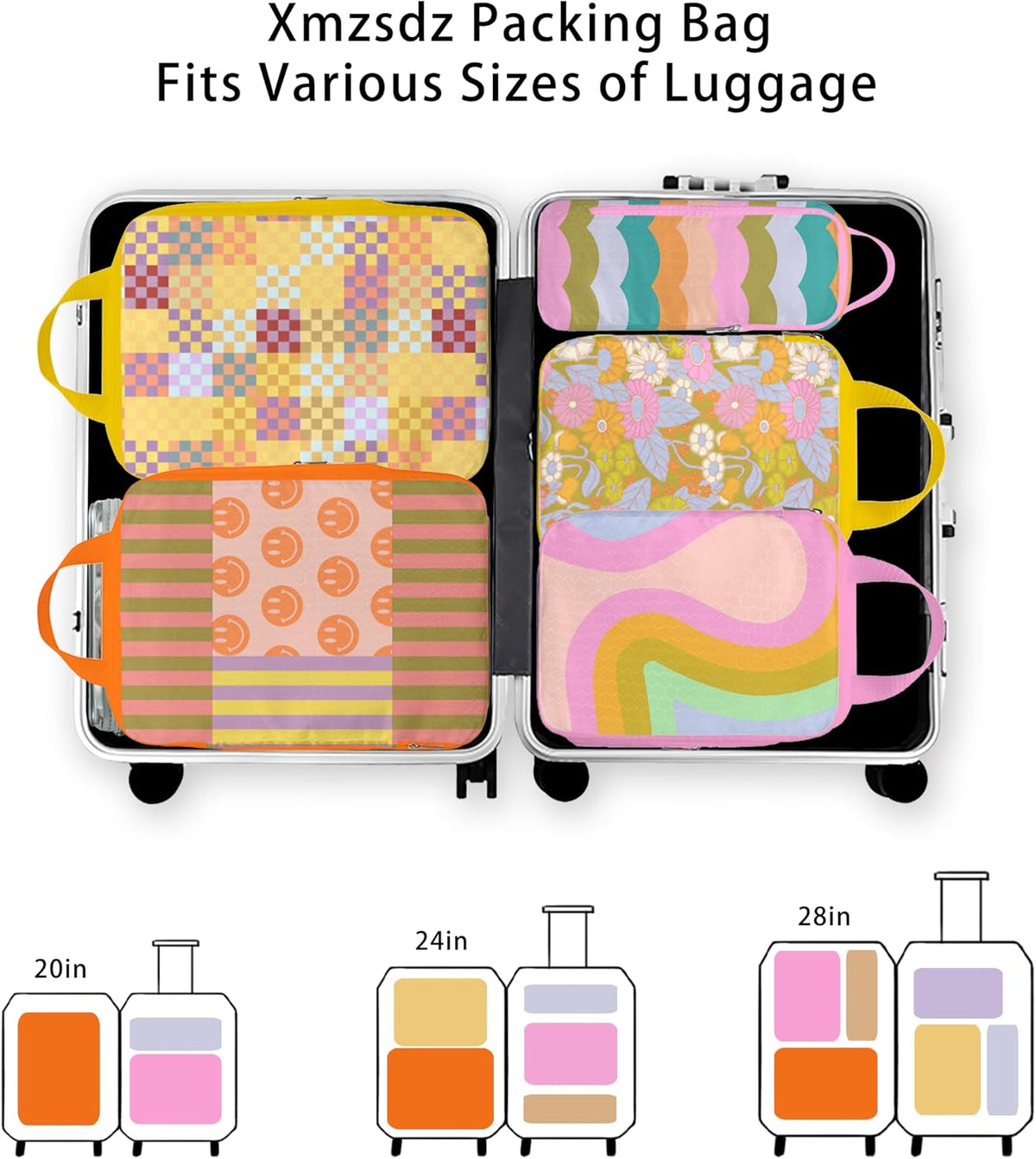 8 Pcs Compression Packing Cubes for Travel, Lightweight Waterproof Luggage Organizer Bags Set, Washable Packaging Cubes for Women Backpack Carry-On Suitcases
