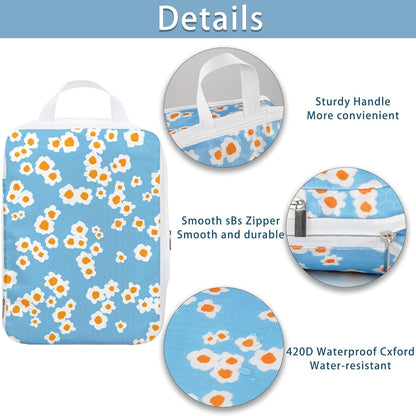 8 Pcs Compression Packing Cubes for Travel, Lightweight Waterproof Luggage Organizer Bags Set, Washable Packaging Cubes for Women Backpack Carry-On Suitcases