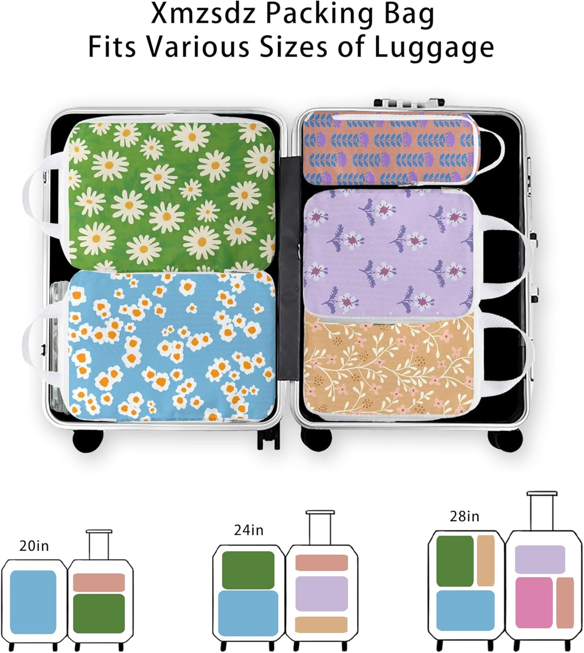 8 Pcs Compression Packing Cubes for Travel, Lightweight Waterproof Luggage Organizer Bags Set, Washable Packaging Cubes for Women Backpack Carry-On Suitcases