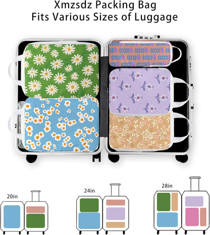 8 Pcs Compression Packing Cubes for Travel, Lightweight Waterproof Luggage Organizer Bags Set, Washable Packaging Cubes for Women Backpack Carry-On Suitcases