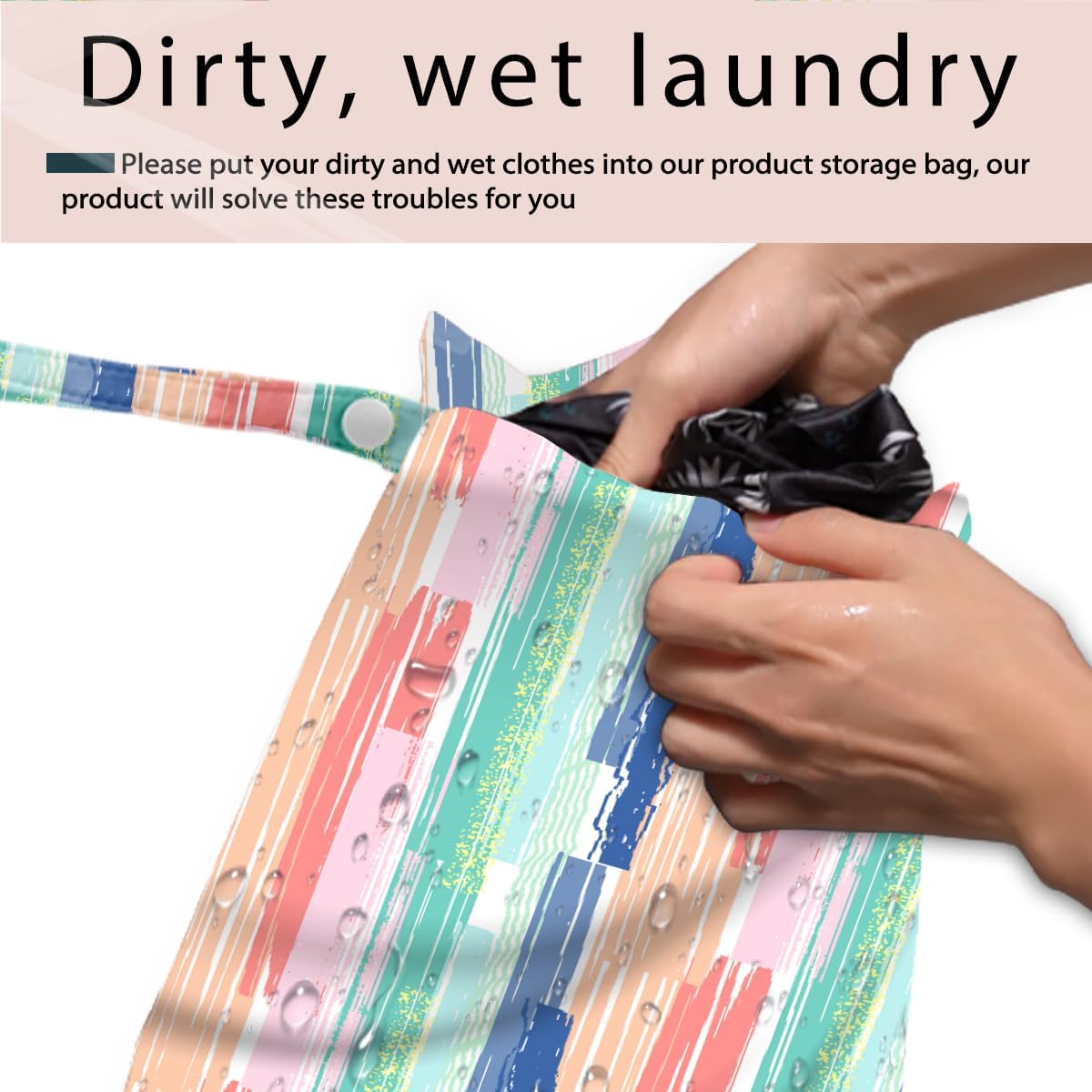Swimsuit Bag Wet Bags for Travel Reusable Waterproof Dry Bags Diaper Bag Abstract Stripe Wet Bag for Swimsuit Towels Beach Gym 10.2×12.6 Inches