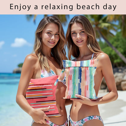 Swimsuit Bag Wet Bags for Travel Reusable Waterproof Dry Bags Diaper Bag Abstract Stripe Wet Bag for Swimsuit Towels Beach Gym 10.2×12.6 Inches