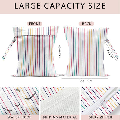 Swimsuit Bag Wet Bags for Travel Reusable Waterproof Dry Bags Diaper Bag Abstract Stripe Wet Bag for Swimsuit Towels Beach Gym 10.2×12.6 Inches