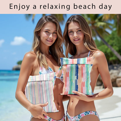 Swimsuit Bag Wet Bags for Travel Reusable Waterproof Dry Bags Diaper Bag Abstract Stripe Wet Bag for Swimsuit Towels Beach Gym 10.2×12.6 Inches