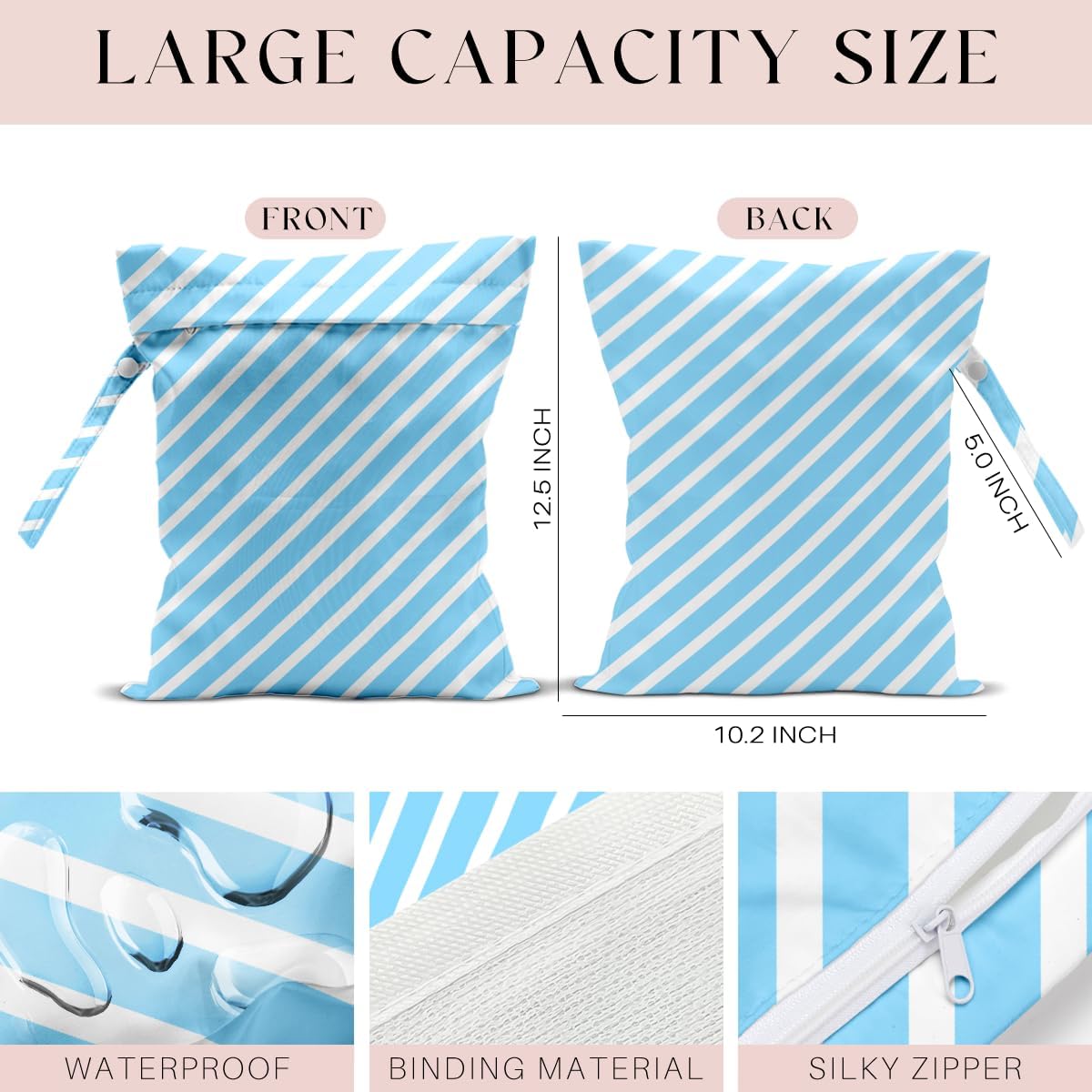 Swimsuit Bag Wet Bags for Travel Reusable Waterproof Dry Bags Diaper Bag Abstract Stripe Wet Bag for Swimsuit Towels Beach Gym 10.2×12.6 Inches