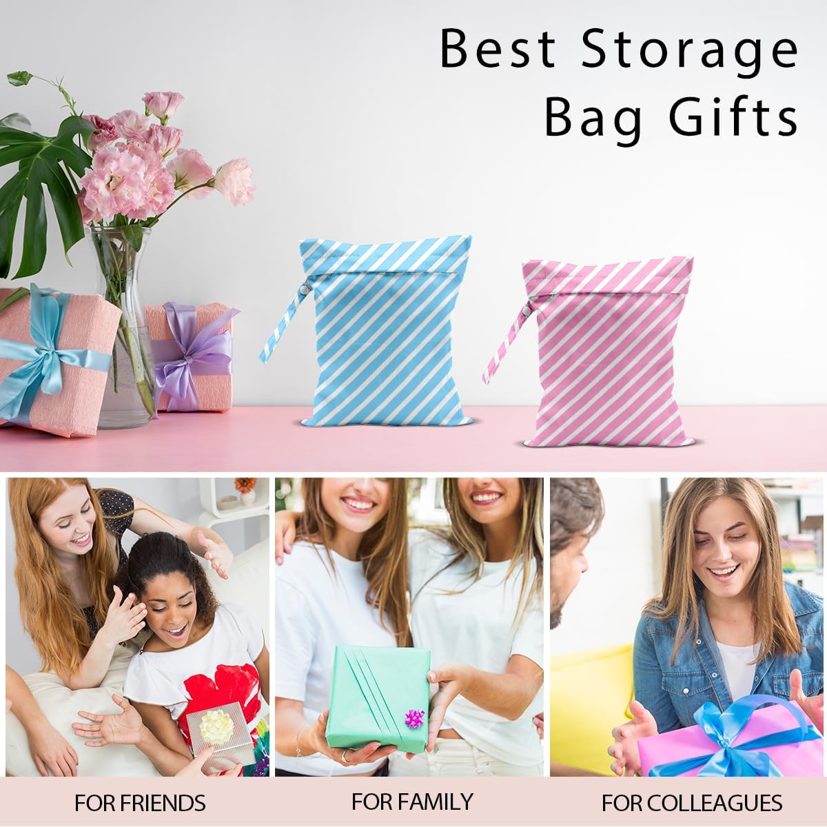 Swimsuit Bag Wet Bags for Travel Reusable Waterproof Dry Bags Diaper Bag Abstract Stripe Wet Bag for Swimsuit Towels Beach Gym 10.2×12.6 Inches