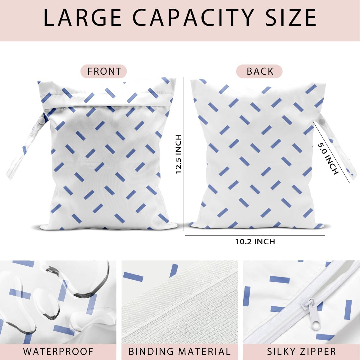 Swimsuit Bag Wet Bags for Travel Reusable Waterproof Dry Bags Diaper Bag Abstract Stripe Wet Bag for Swimsuit Towels Beach Gym 10.2×12.6 Inches