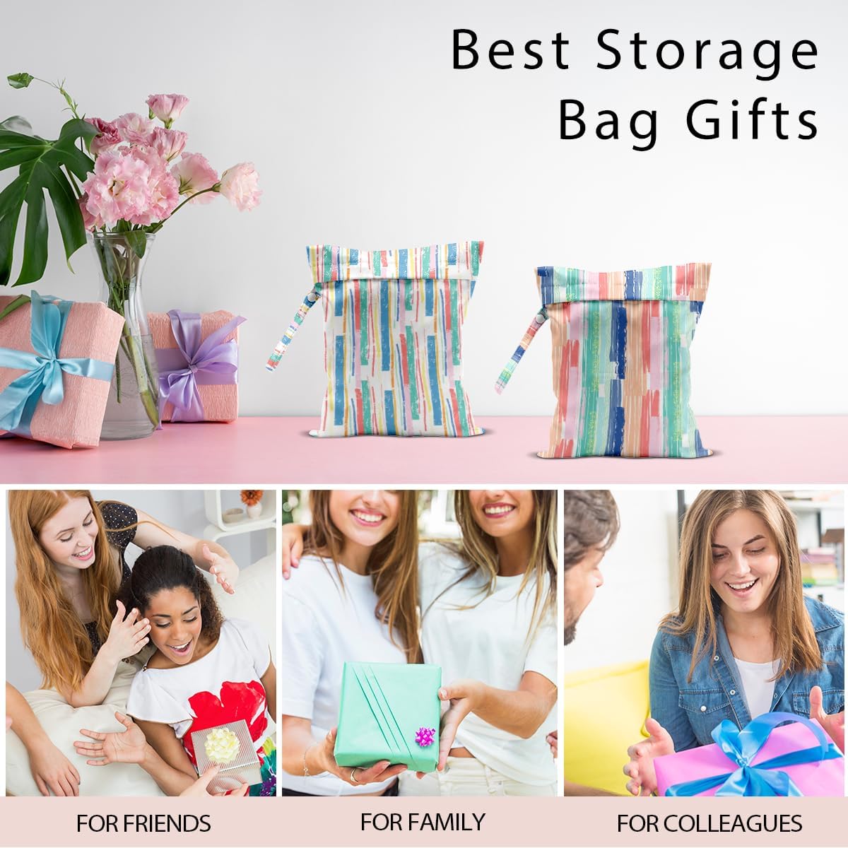 Swimsuit Bag Wet Bags for Travel Reusable Waterproof Dry Bags Diaper Bag Abstract Stripe Wet Bag for Swimsuit Towels Beach Gym 10.2×12.6 Inches