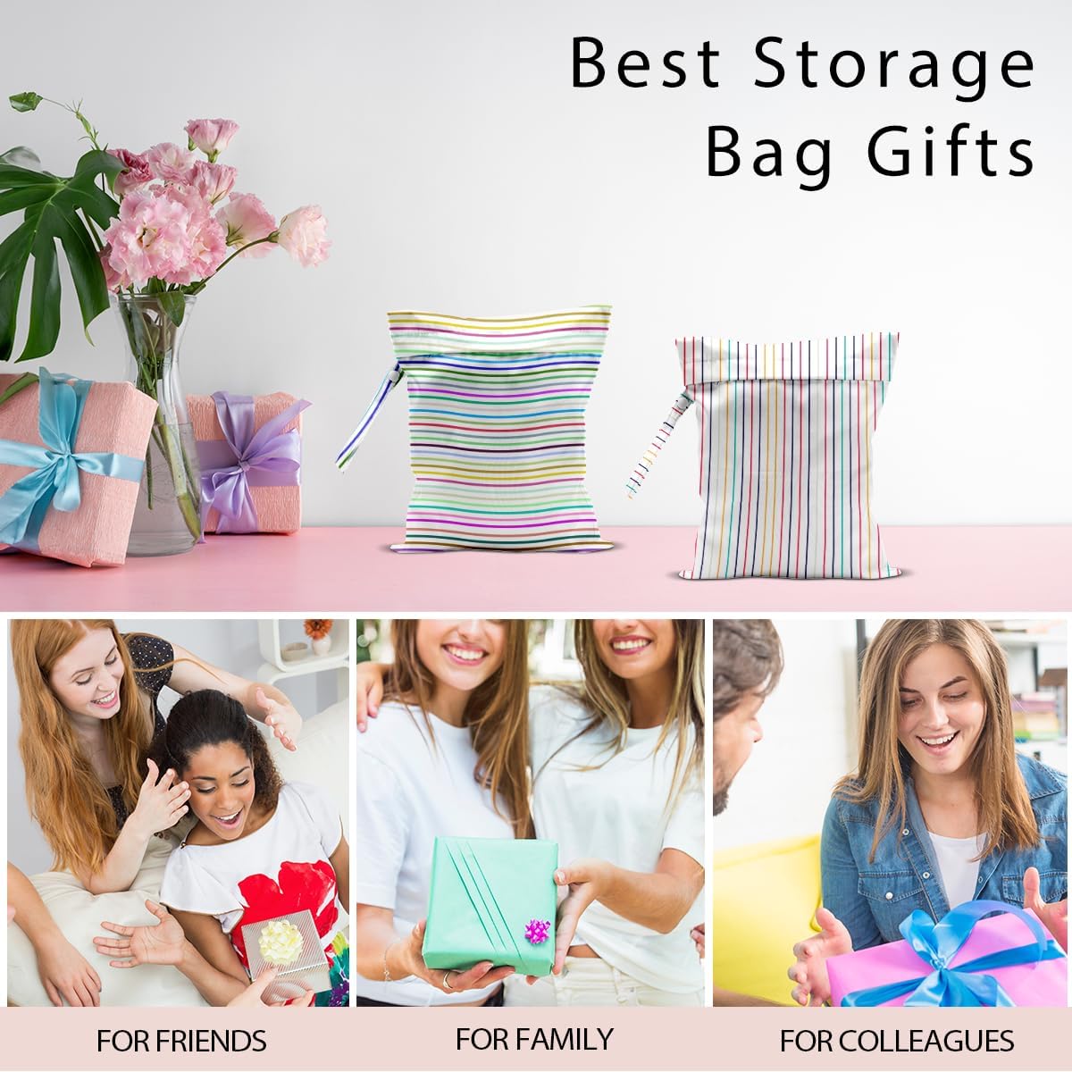 Swimsuit Bag Wet Bags for Travel Reusable Waterproof Dry Bags Diaper Bag Abstract Stripe Wet Bag for Swimsuit Towels Beach Gym 10.2×12.6 Inches