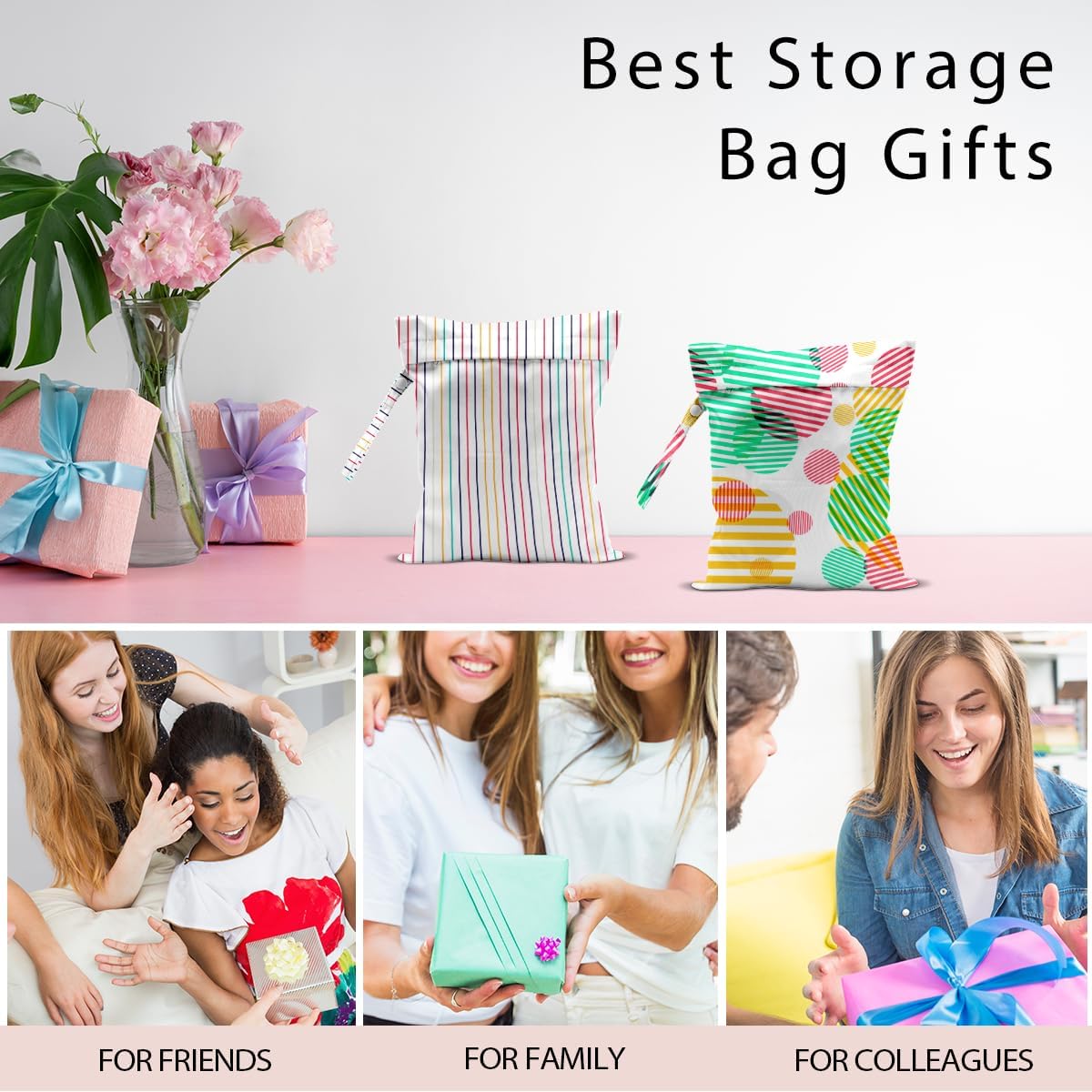 Swimsuit Bag Wet Bags for Travel Reusable Waterproof Dry Bags Diaper Bag Abstract Stripe Wet Bag for Swimsuit Towels Beach Gym 10.2×12.6 Inches