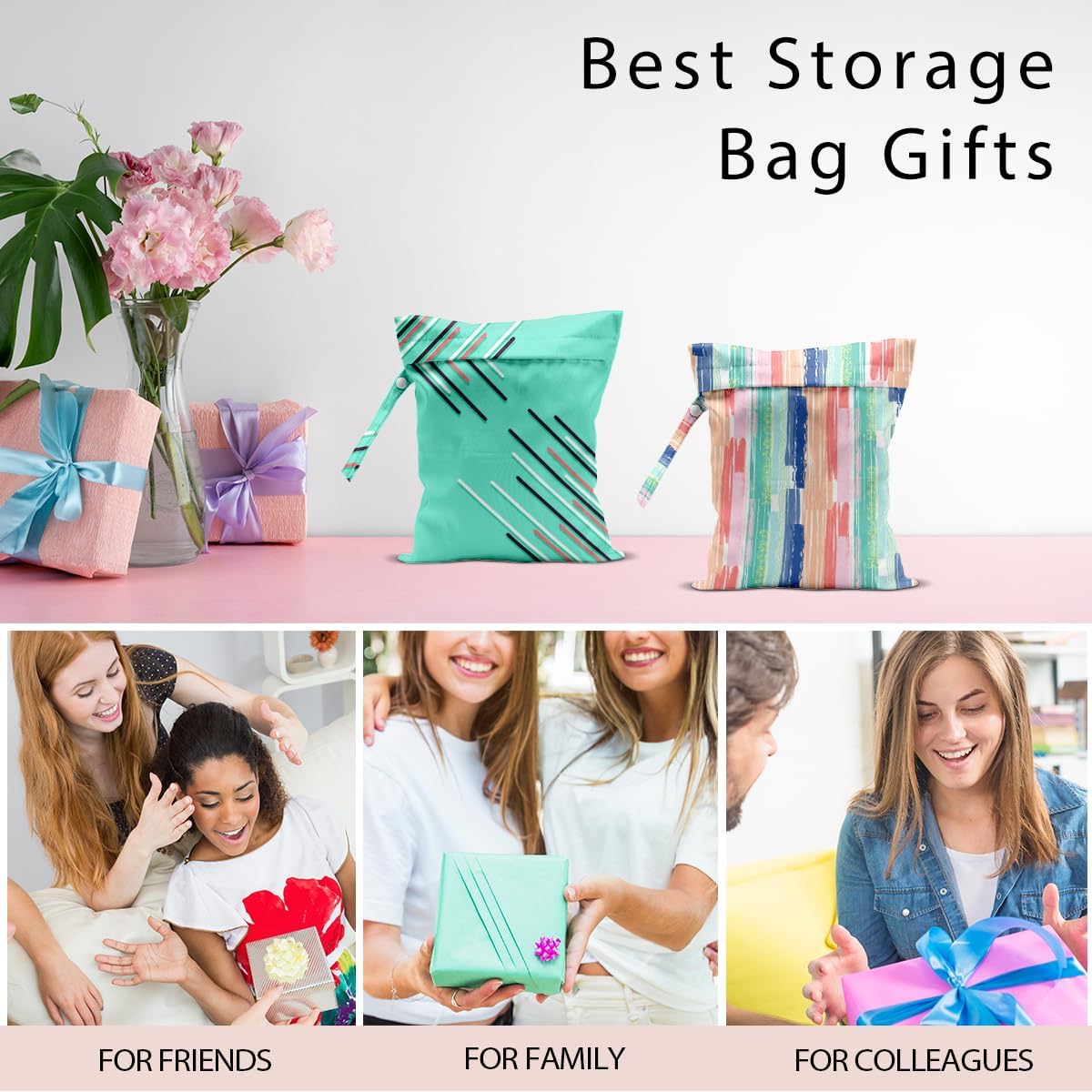 Swimsuit Bag Wet Bags for Travel Reusable Waterproof Dry Bags Diaper Bag Abstract Stripe Wet Bag for Swimsuit Towels Beach Gym 10.2×12.6 Inches