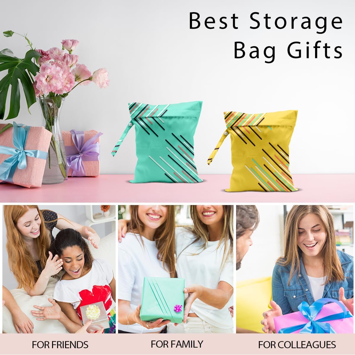 Swimsuit Bag Wet Bags for Travel Reusable Waterproof Dry Bags Diaper Bag Abstract Stripe Wet Bag for Swimsuit Towels Beach Gym 10.2×12.6 Inches