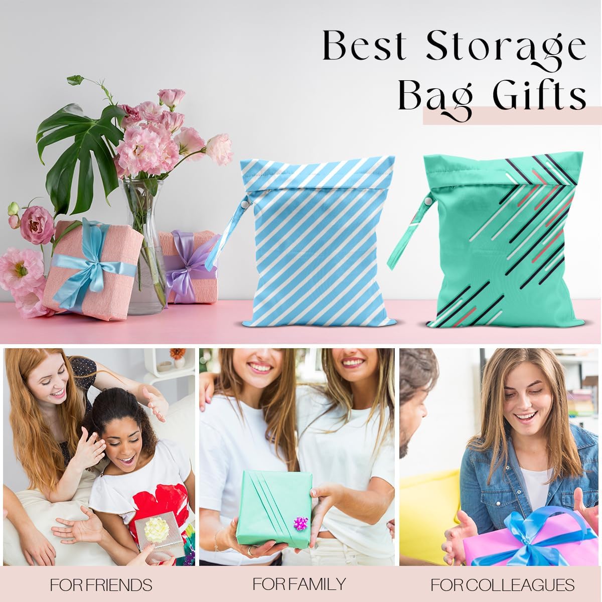 Swimsuit Bag Wet Bags for Travel Reusable Waterproof Dry Bags Diaper Bag Abstract Stripe Wet Bag for Swimsuit Towels Beach Gym 10.2×12.6 Inches