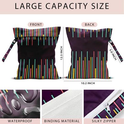 Swimsuit Bag Wet Bags for Travel Reusable Waterproof Dry Bags Diaper Bag Abstract Stripe Wet Bag for Swimsuit Towels Beach Gym 10.2×12.6 Inches