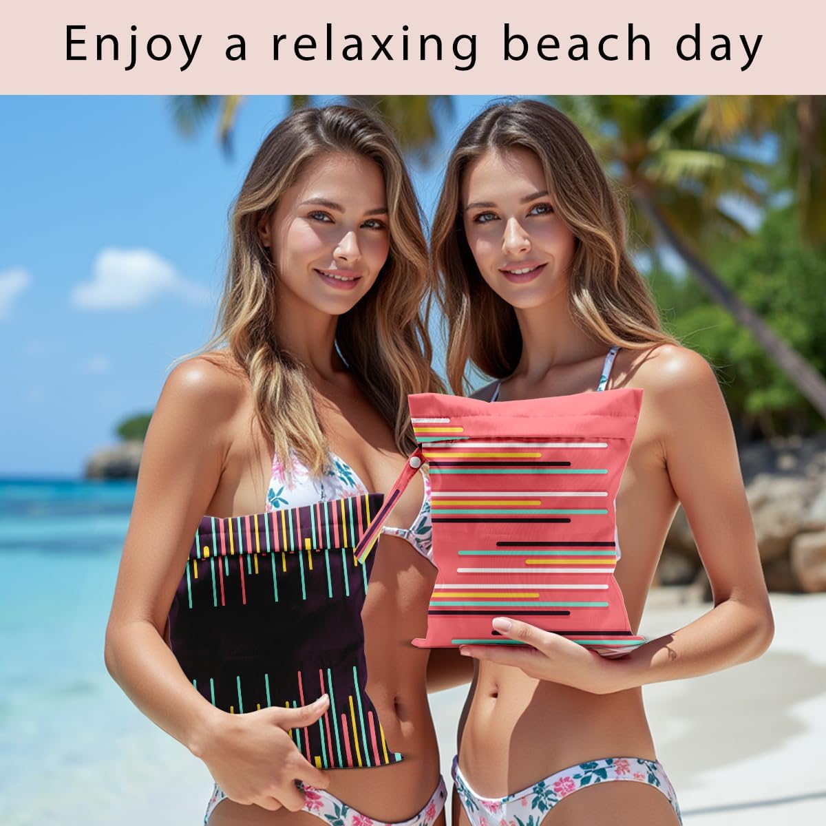 Swimsuit Bag Wet Bags for Travel Reusable Waterproof Dry Bags Diaper Bag Abstract Stripe Wet Bag for Swimsuit Towels Beach Gym 10.2×12.6 Inches
