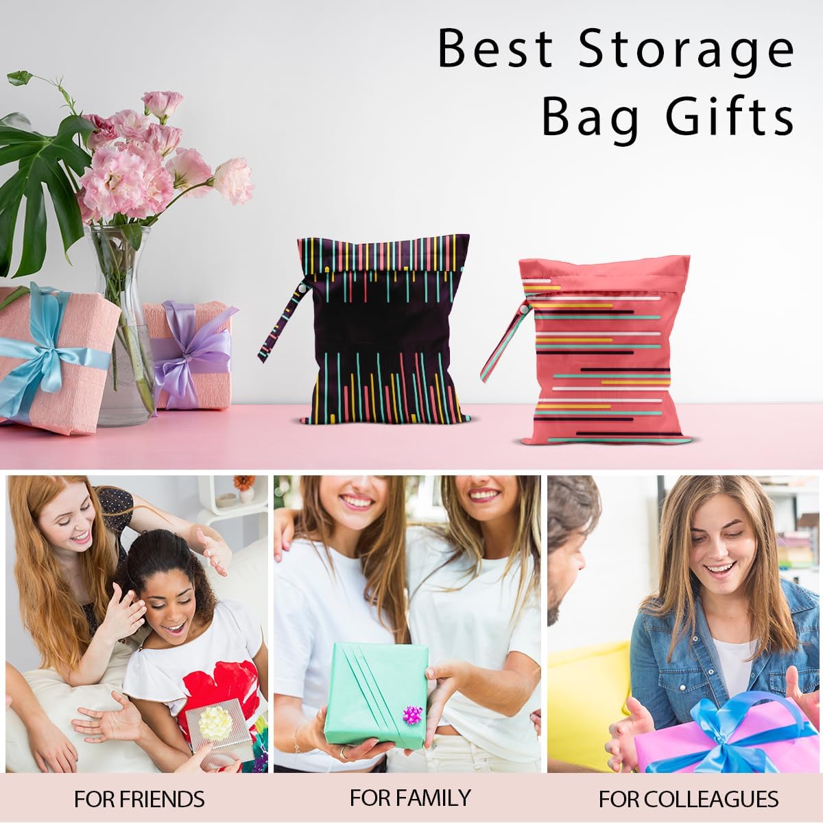 Swimsuit Bag Wet Bags for Travel Reusable Waterproof Dry Bags Diaper Bag Abstract Stripe Wet Bag for Swimsuit Towels Beach Gym 10.2×12.6 Inches