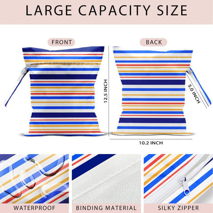 Swimsuit Bag Wet Bags for Travel Reusable Waterproof Dry Bags Diaper Bag Abstract Stripe Wet Bag for Swimsuit Towels Beach Gym 10.2×12.6 Inches