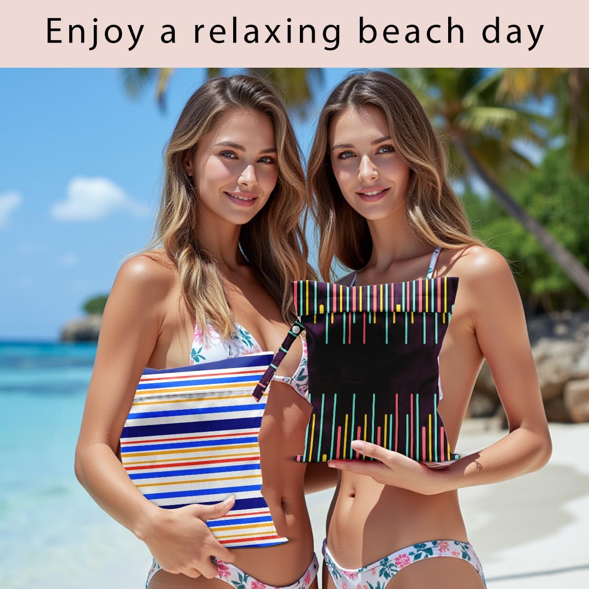 Swimsuit Bag Wet Bags for Travel Reusable Waterproof Dry Bags Diaper Bag Abstract Stripe Wet Bag for Swimsuit Towels Beach Gym 10.2×12.6 Inches