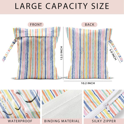 Swimsuit Bag Wet Bags for Travel Reusable Waterproof Dry Bags Diaper Bag Abstract Stripe Wet Bag for Swimsuit Towels Beach Gym 10.2×12.6 Inches