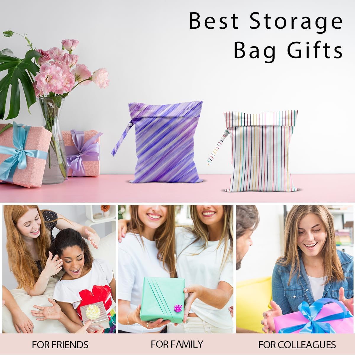Swimsuit Bag Wet Bags for Travel Reusable Waterproof Dry Bags Diaper Bag Abstract Stripe Wet Bag for Swimsuit Towels Beach Gym 10.2×12.6 Inches
