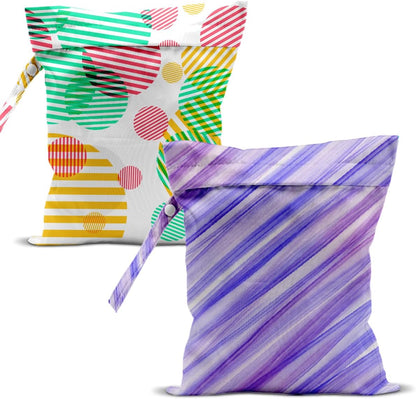 Swimsuit Bag Wet Bags for Travel Reusable Waterproof Dry Bags Diaper Bag Abstract Stripe Wet Bag for Swimsuit Towels Beach Gym 10.2×12.6 Inches