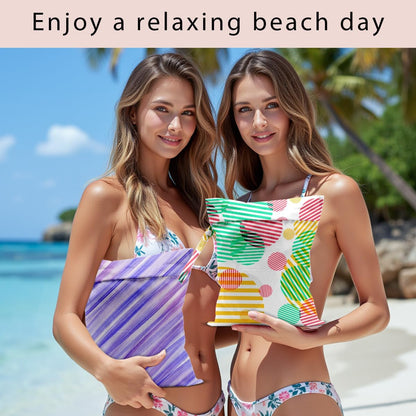 Swimsuit Bag Wet Bags for Travel Reusable Waterproof Dry Bags Diaper Bag Abstract Stripe Wet Bag for Swimsuit Towels Beach Gym 10.2×12.6 Inches