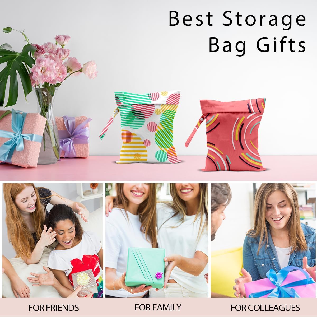 Swimsuit Bag Wet Bags for Travel Reusable Waterproof Dry Bags Diaper Bag Abstract Stripe Wet Bag for Swimsuit Towels Beach Gym 10.2×12.6 Inches