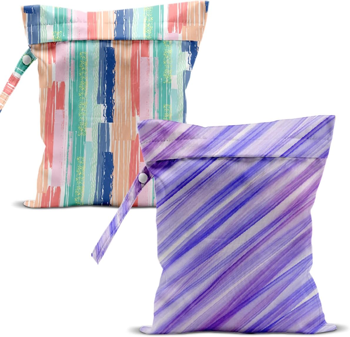 Swimsuit Bag Wet Bags for Travel Reusable Waterproof Dry Bags Diaper Bag Abstract Stripe Wet Bag for Swimsuit Towels Beach Gym 10.2×12.6 Inches