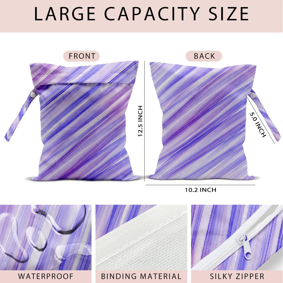 Swimsuit Bag Wet Bags for Travel Reusable Waterproof Dry Bags Diaper Bag Abstract Stripe Wet Bag for Swimsuit Towels Beach Gym 10.2×12.6 Inches