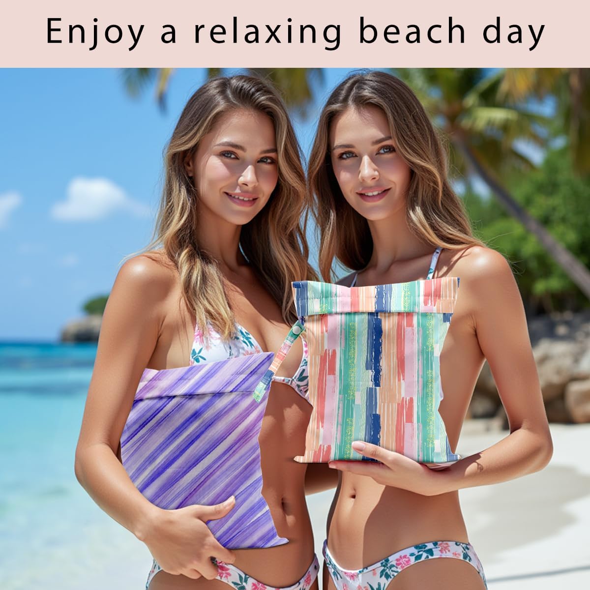 Swimsuit Bag Wet Bags for Travel Reusable Waterproof Dry Bags Diaper Bag Abstract Stripe Wet Bag for Swimsuit Towels Beach Gym 10.2×12.6 Inches